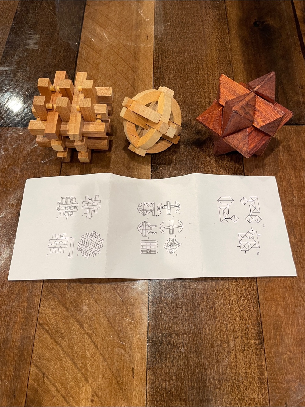 Wooden Puzzle Trio Set - Natural & Brown Brain Teasers